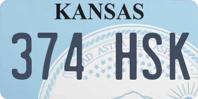 KS license plate 374HSK