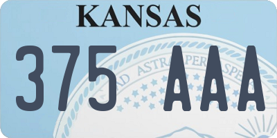 KS license plate 375AAA