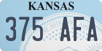 KS license plate 375AFA