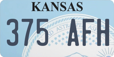 KS license plate 375AFH