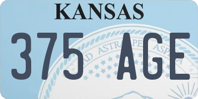 KS license plate 375AGE