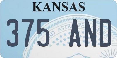 KS license plate 375AND