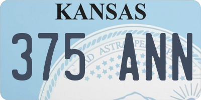 KS license plate 375ANN