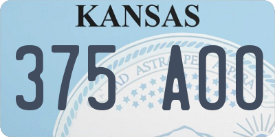 KS license plate 375AOO