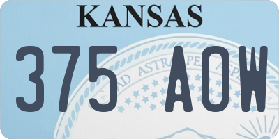 KS license plate 375AOW