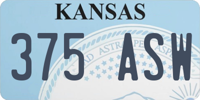 KS license plate 375ASW