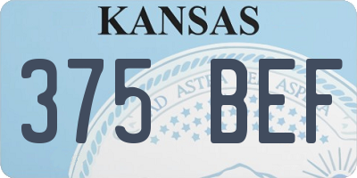 KS license plate 375BEF