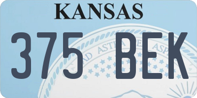 KS license plate 375BEK