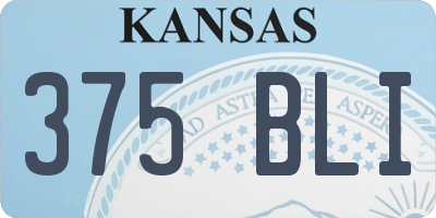 KS license plate 375BLI