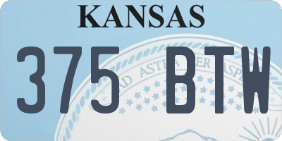 KS license plate 375BTW