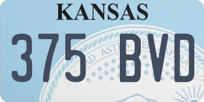 KS license plate 375BVD