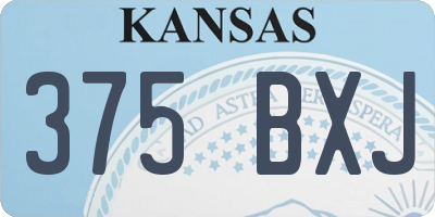 KS license plate 375BXJ