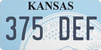 KS license plate 375DEF