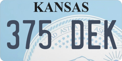 KS license plate 375DEK