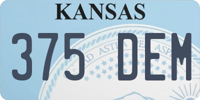 KS license plate 375DEM