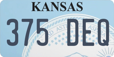 KS license plate 375DEQ