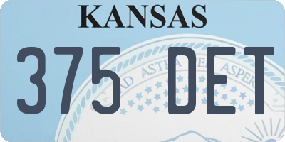 KS license plate 375DET