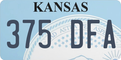 KS license plate 375DFA