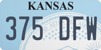 KS license plate 375DFW