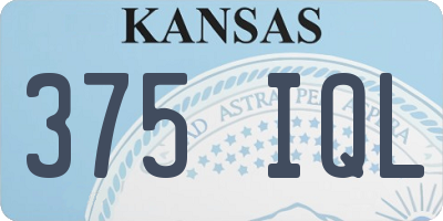KS license plate 375IQL