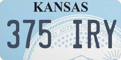 KS license plate 375IRY