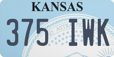 KS license plate 375IWK