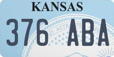 KS license plate 376ABA