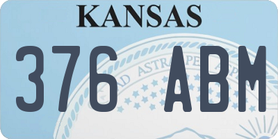 KS license plate 376ABM