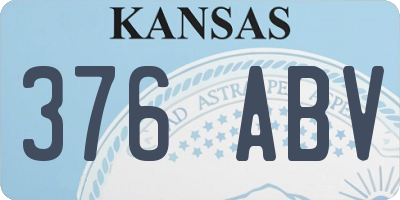 KS license plate 376ABV