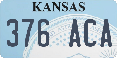 KS license plate 376ACA