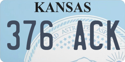 KS license plate 376ACK