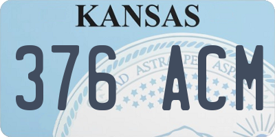 KS license plate 376ACM