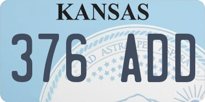 KS license plate 376ADD