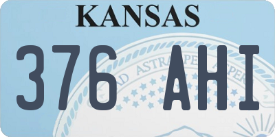 KS license plate 376AHI