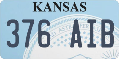 KS license plate 376AIB