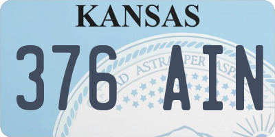 KS license plate 376AIN