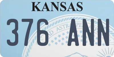 KS license plate 376ANN