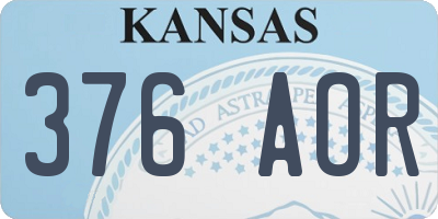 KS license plate 376AOR