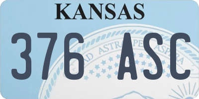 KS license plate 376ASC