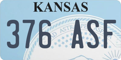 KS license plate 376ASF