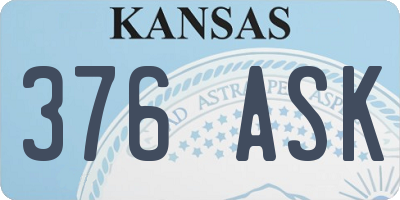 KS license plate 376ASK