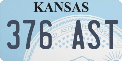 KS license plate 376AST
