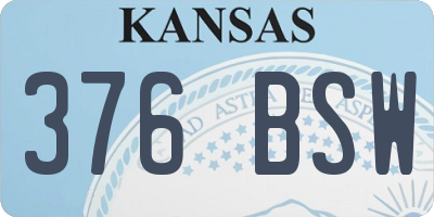 KS license plate 376BSW