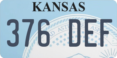 KS license plate 376DEF