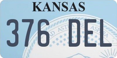 KS license plate 376DEL