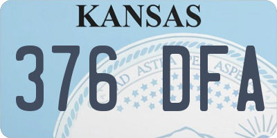 KS license plate 376DFA