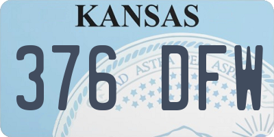 KS license plate 376DFW