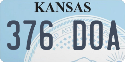 KS license plate 376DOA