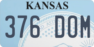 KS license plate 376DOM