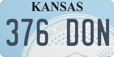 KS license plate 376DON